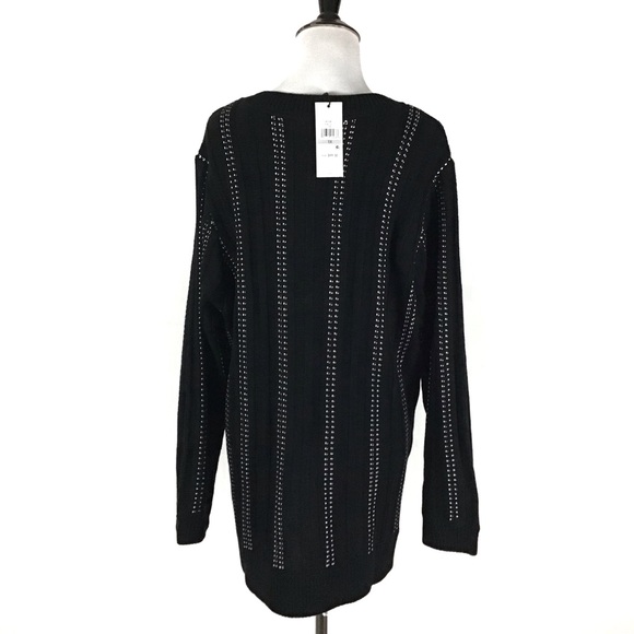 Calvin Klein Plus Lace Up Sweater Black White 1X - Picture 4 of 6